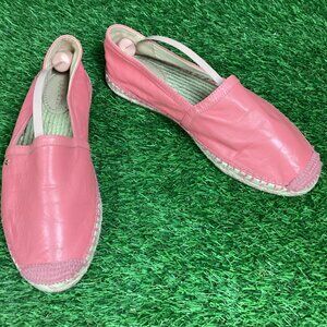 COACH Casey Leather Espadrilles in Bright Coral (Salmon/Pink) 8B